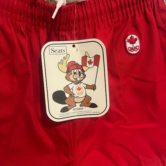 VTG 1980's SEARS Moomik Olympic Red Shorts size 32 - Picture 3 of 5